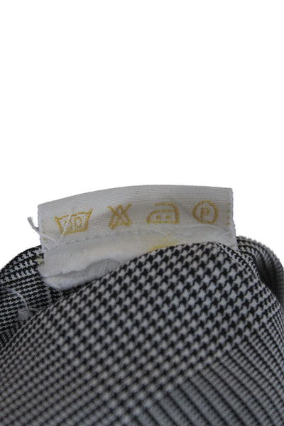 Brioni Mens Button Front Long Sleeve Collared Plaid Shirt Black White Size XL
