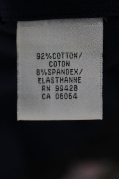 Bugatchi Mens Button Front Long Sleeve Collared Shirt Navy Cotton Size XL