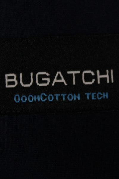 Bugatchi Mens Button Front Long Sleeve Collared Shirt Navy Cotton Size XL
