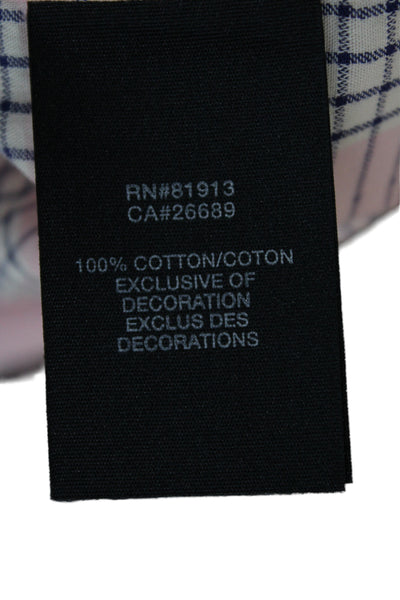 Robert Graham Mens Button Front Collared Plaid Shirt Pink Navy Size 3XL