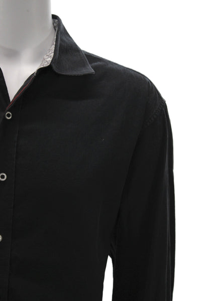 Robert Graham Mens Button Front Collared Paisley Printed Shirt Black Size XL
