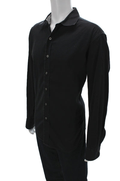 Robert Graham Mens Button Front Collared Paisley Printed Shirt Black Size XL