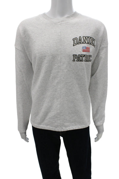 Daniel Patrick Mens Pullover Crew Neck Gray Cotton American Long Sleeve Size S