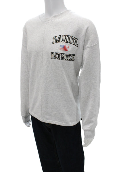 Daniel Patrick Mens Pullover Crew Neck Gray Cotton American Long Sleeve Size S