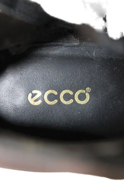 ECCO Womens Side Zip Block Heel Leather Ankle Booties Brown Size 40