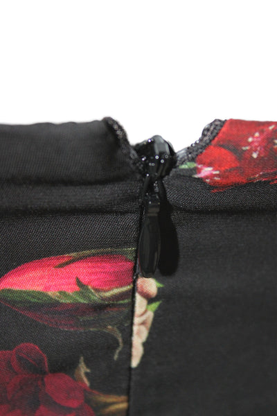 Alice + Olivia Women Mini Floral V-Neck Black Dress Size M