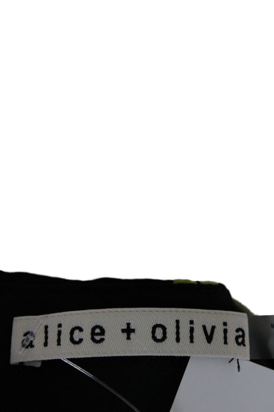 Alice + Olivia Women Mini Floral V-Neck Black Dress Size M