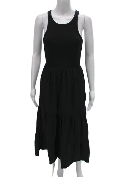 J Crew Womens Black Cotton Tank Dress Long Scoop Neck Sleeveless Size S
