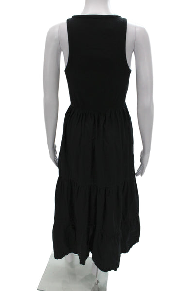 J Crew Womens Black Cotton Tank Dress Long Scoop Neck Sleeveless Size S