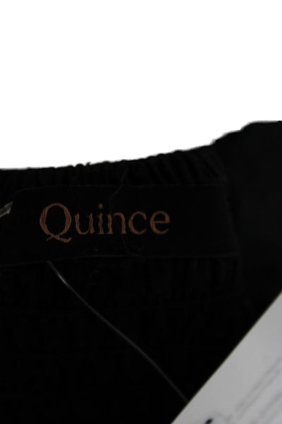 Quince Women Sundress Black 100% Organic Cotton Square Neck Long Size XS