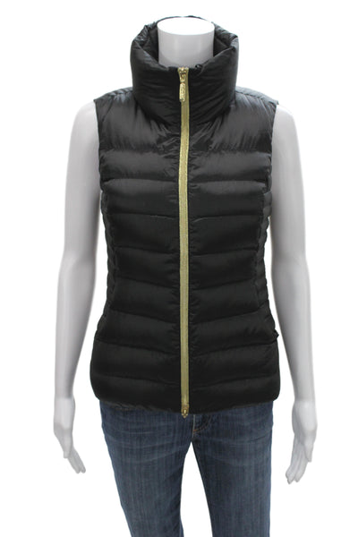 Lilly Pulitzer Women Puffer Vest Black Polyester Tropical Size XS