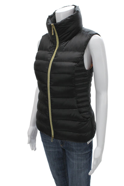 Lilly Pulitzer Women Puffer Vest Black Polyester Tropical Size XS