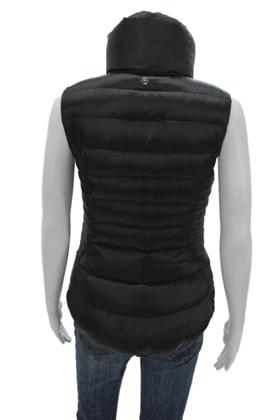 Lilly Pulitzer Women Puffer Vest Black Polyester Tropical Size XS