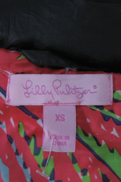 Lilly Pulitzer Women Puffer Vest Black Polyester Tropical Size XS