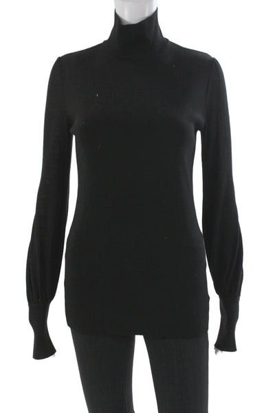 Erika Cavallini Women Black Turtleneck Pullover Virgin Wool Long Sleeve Size S