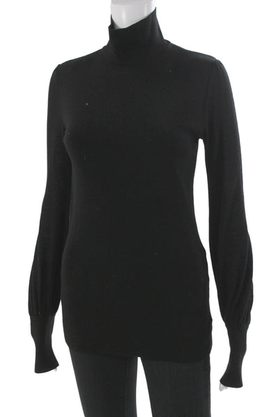 Erika Cavallini Women Black Turtleneck Pullover Virgin Wool Long Sleeve Size S