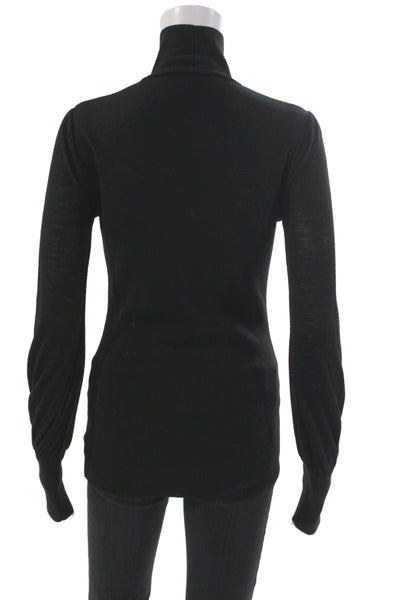 Erika Cavallini Women Black Turtleneck Pullover Virgin Wool Long Sleeve Size S