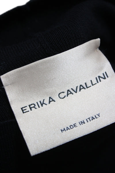 Erika Cavallini Women Black Turtleneck Pullover Virgin Wool Long Sleeve Size S