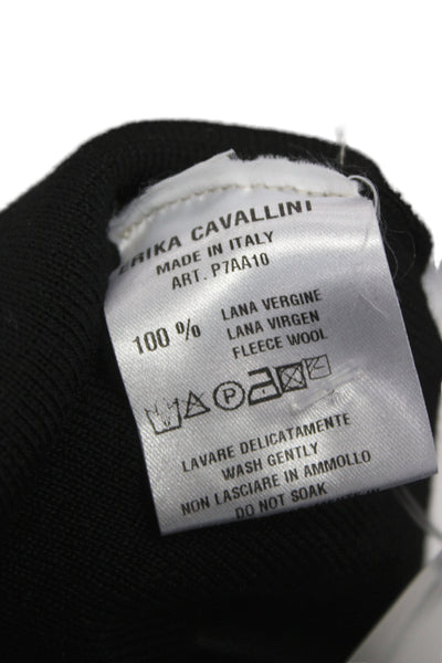 Erika Cavallini Women Black Turtleneck Pullover Virgin Wool Long Sleeve Size S
