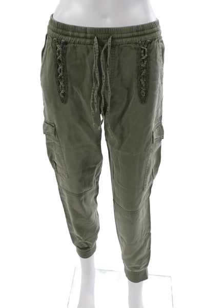 Pam & Gela Women Cargo Pants Green Lyocell Drawstring Size S