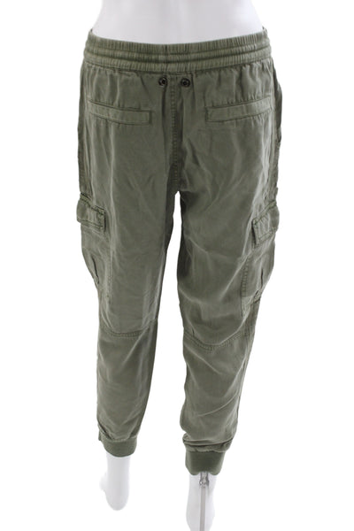 Pam & Gela Women Cargo Pants Green Lyocell Drawstring Size S