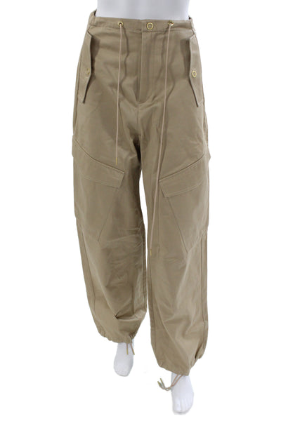 Dion Lee Women Beige Cargo Pants Drawstring Cotton Twill Size M