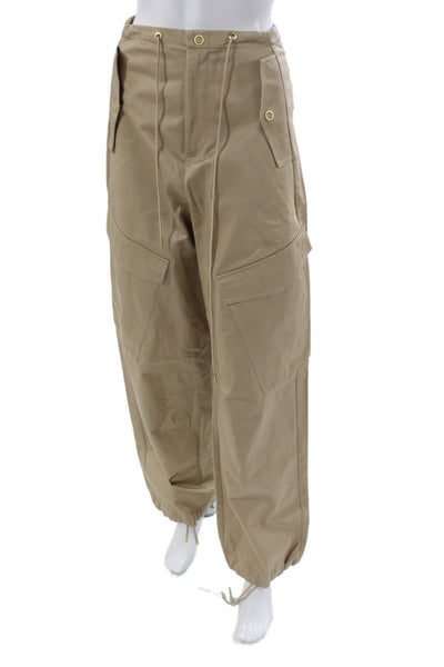 Dion Lee Women Beige Cargo Pants Drawstring Cotton Twill Size M