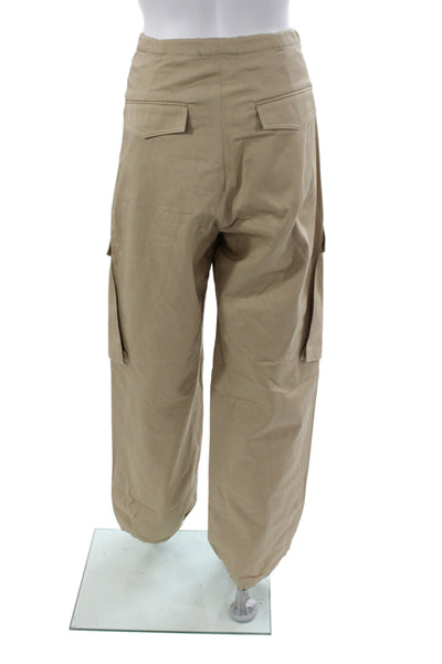 Dion Lee Women Beige Cargo Pants Drawstring Cotton Twill Size M