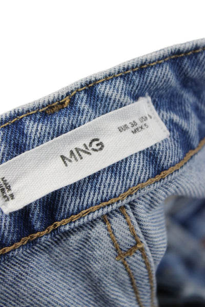 MNG Women Mom Jeans High Rise Blue Cotton Size 6