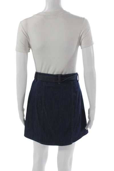 7 For All Mankind Women Blue Mini Skirt Button Knee Length Size 26