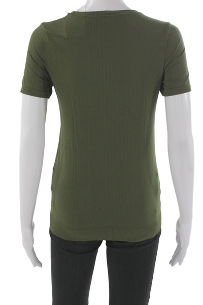Athleta Womens Basic Green Crew Neck T Shirt Short Sleeve 97% Nylon Size XS
