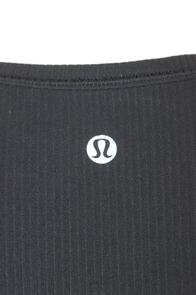 Lululemon Womens Cropped Ribbed Black Crewneck Short Sleeve T-Shirt Size 4