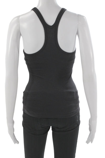 Lululemon Women Black Ribbed Striped Scoop Neck Basic Tank Athleisure Size 2