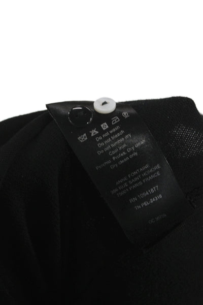 Anne Fontaine Women Jersey Collared Colorblock Black 3/4 Sleeve Blouse Size 36