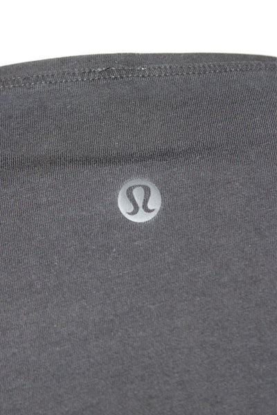 Lululemon Women Basic Black Boat Neck Long Sleeve Cotton T-Shirt Size 4