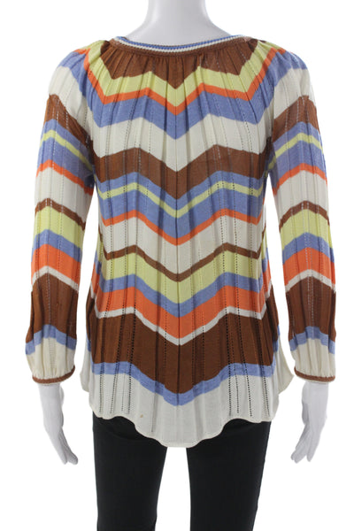 M Missoni Womens Chevron Striped Viscose Tunic Scoop Neck Long Sleeve Size 38