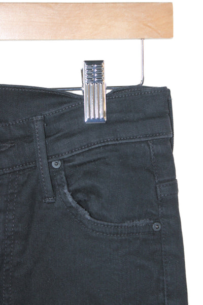 Mother Women Ankle Jeans Black Cotton Mid Rise Size 25
