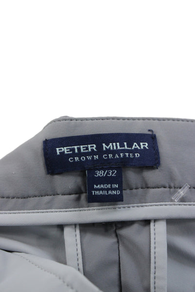 Peter Millar Mens Gray Chino Pants Recycled Nylon Zip Inseam 32 Size 38