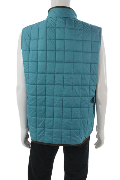 Peter Millar Men Quilted Blue Polyester Vest Zip Size XL
