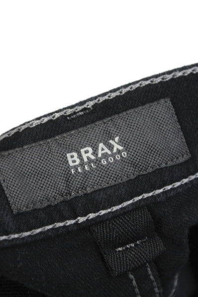Brax Feel Good Mens Straight Black Cotton Jeans Size 34