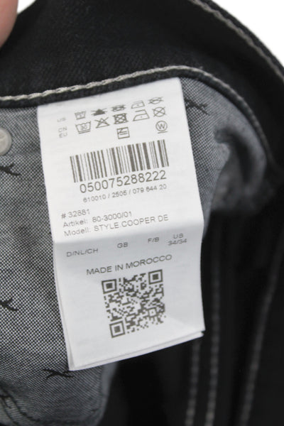 Brax Feel Good Mens Straight Black Cotton Jeans Size 34