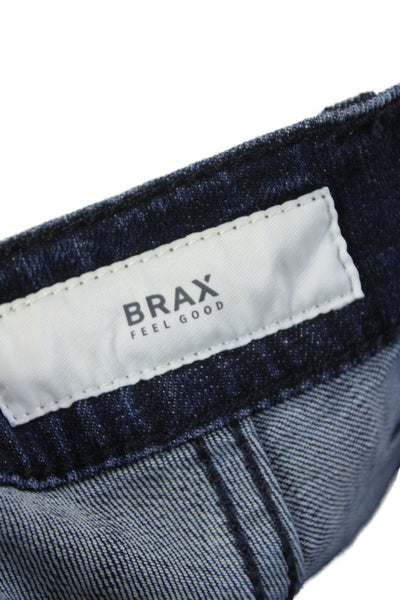 Brax Feel Good Mens Straight Jeans Blue Cotton Button Inseam 34 Size 30