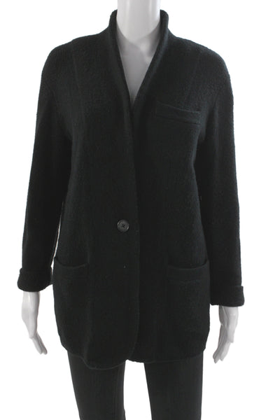 J Crew Womens Black Collared Long Sleeve Cardigan Acrylic Size XS