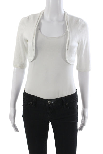 Lilly Pulitzer Women White Cotton Shrug Sweater 3/4 Sleeve Size XS