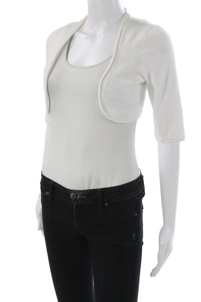 Lilly Pulitzer Women White Cotton Shrug Sweater 3/4 Sleeve Size XS