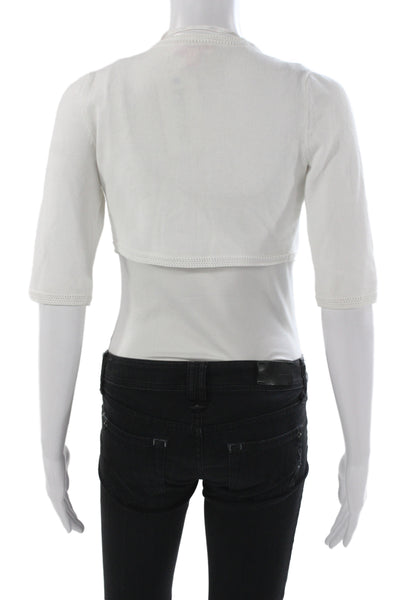 Lilly Pulitzer Women White Cotton Shrug Sweater 3/4 Sleeve Size XS