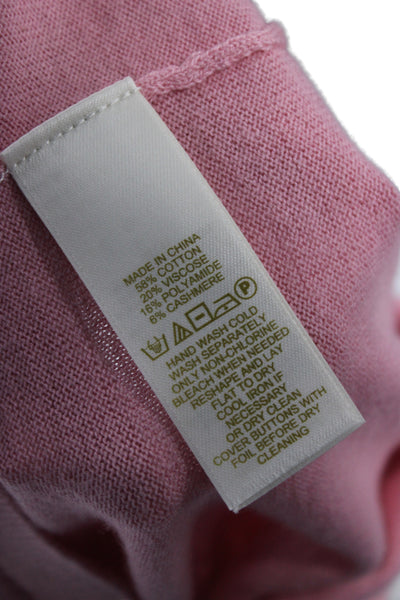 Kate Spade New York Women Pink Round Neck 3/4 Sleeve Cardigan Cotton Size 2XS