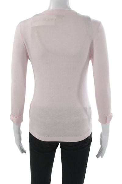 Kate Spade New York Womens Pink Cardigan 3/4 Sleeve Round Neck Size 2XS