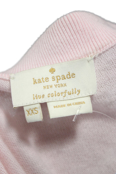Kate Spade New York Womens Pink Cardigan 3/4 Sleeve Round Neck Size 2XS