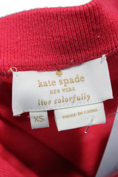 Kate Spade New York Women Cardigan Pink 3/4 Sleeve Round Neck Cotton Size XS